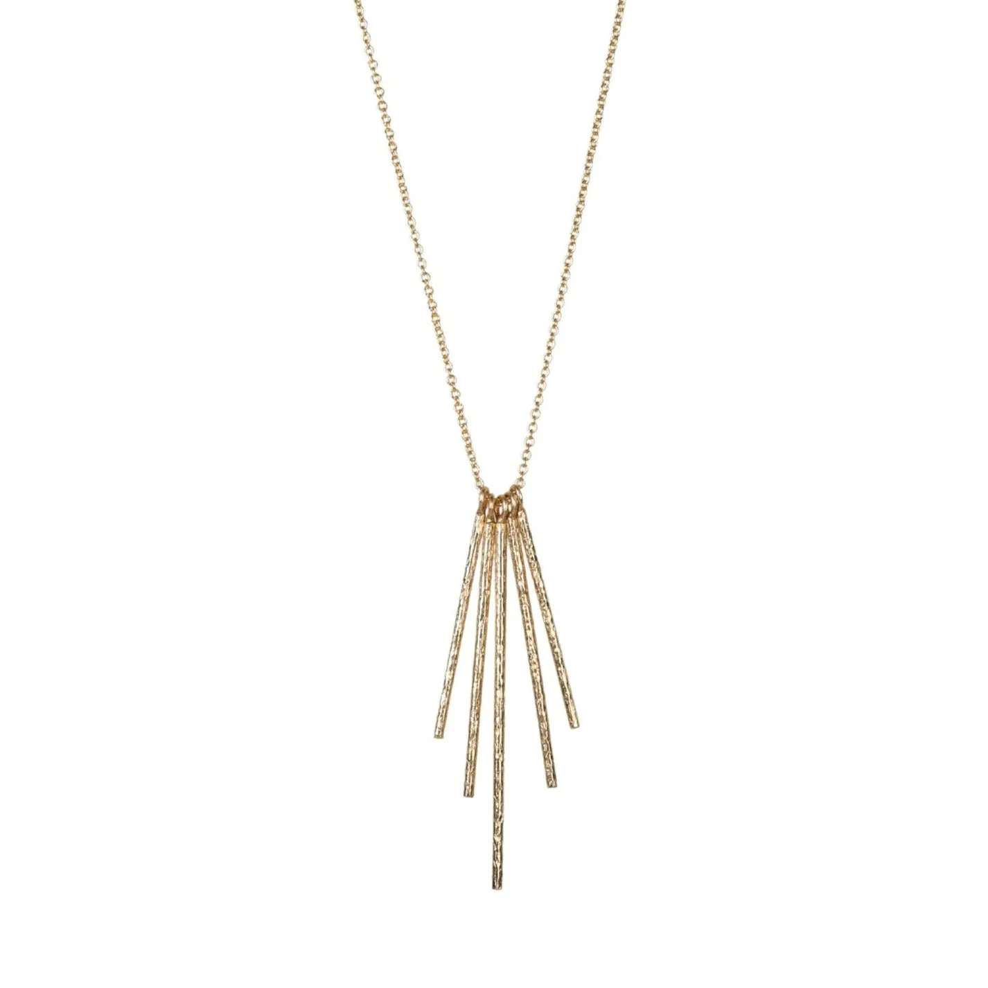 18K Gold Textured Five Rain Stick Necklace