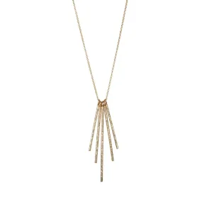 18K Gold Textured Five Rain Stick Necklace