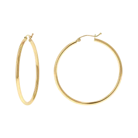 2mm Gold Tube Hoop Earrings