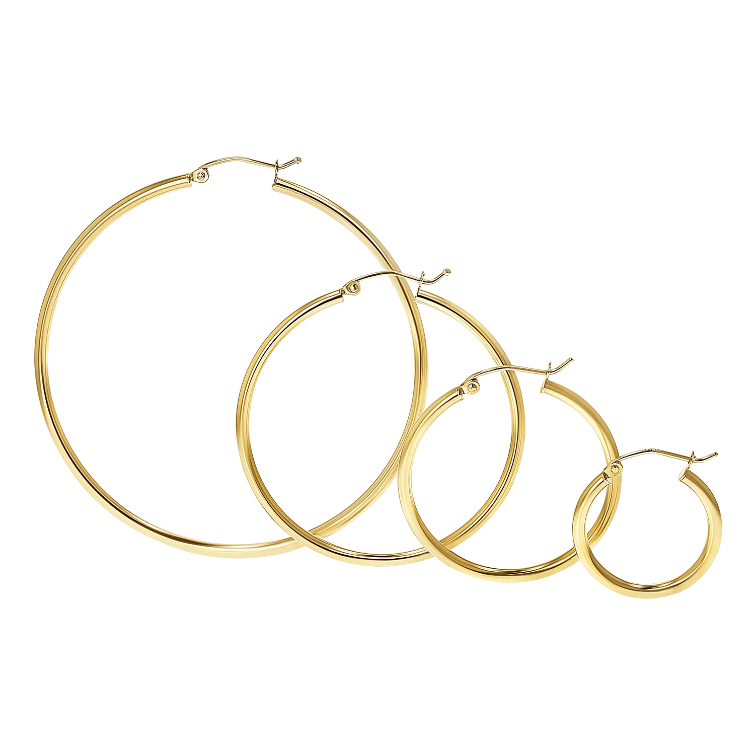 2mm Gold Tube Hoop Earrings