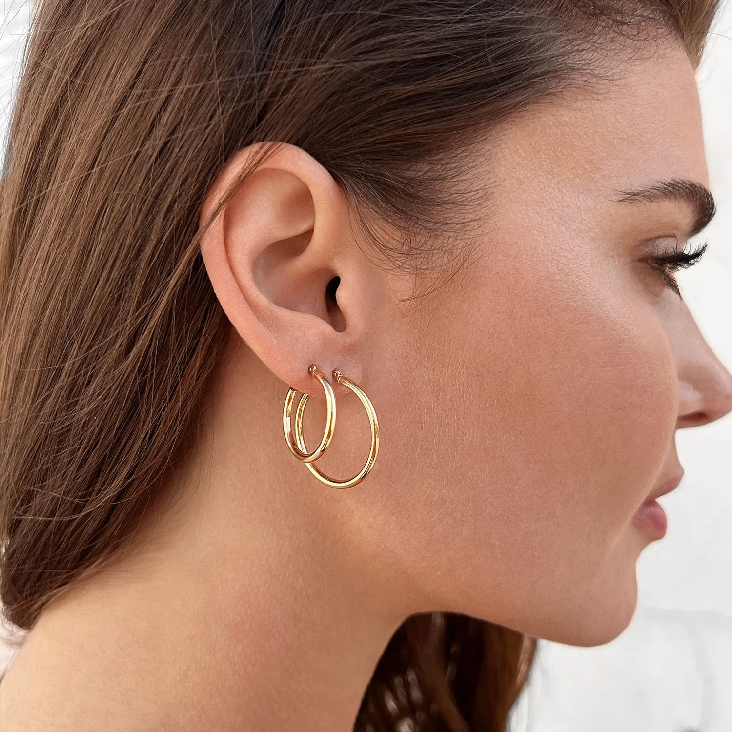 2mm Gold Tube Hoop Earrings