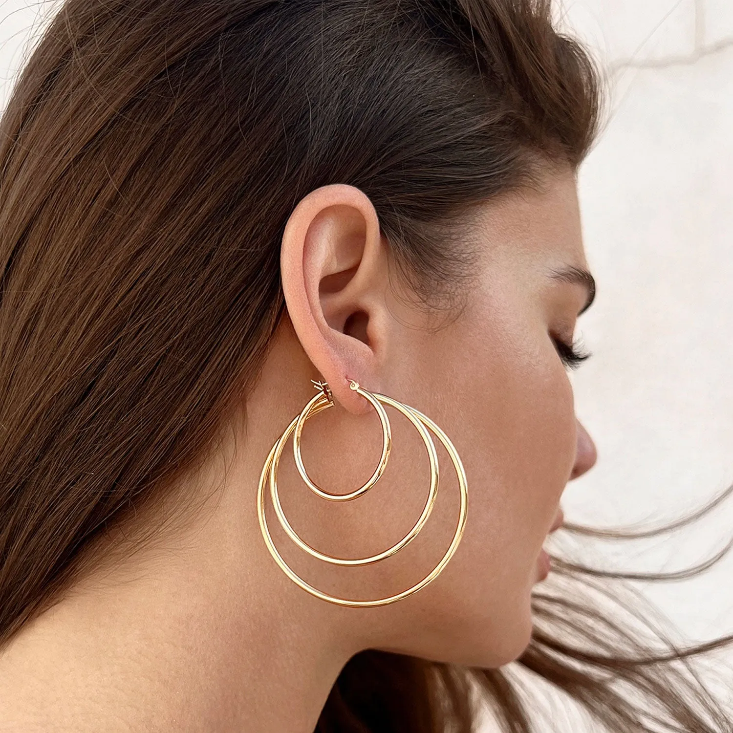 2mm Gold Tube Hoop Earrings