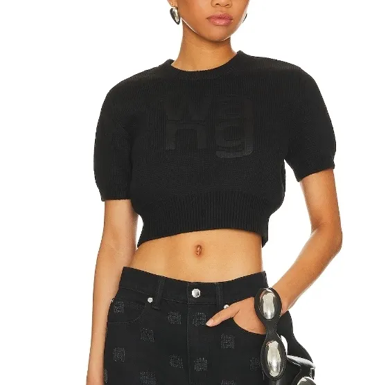 Alexander Wang  |Crew Neck Casual Style Street Style Plain Short Sleeves