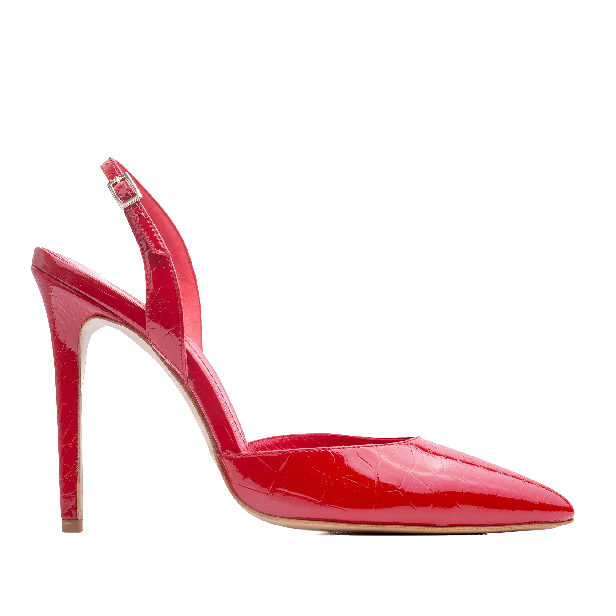 Alice Red Croc Effect Leather Slingback Pumps