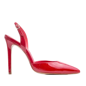 Alice Red Croc Effect Leather Slingback Pumps