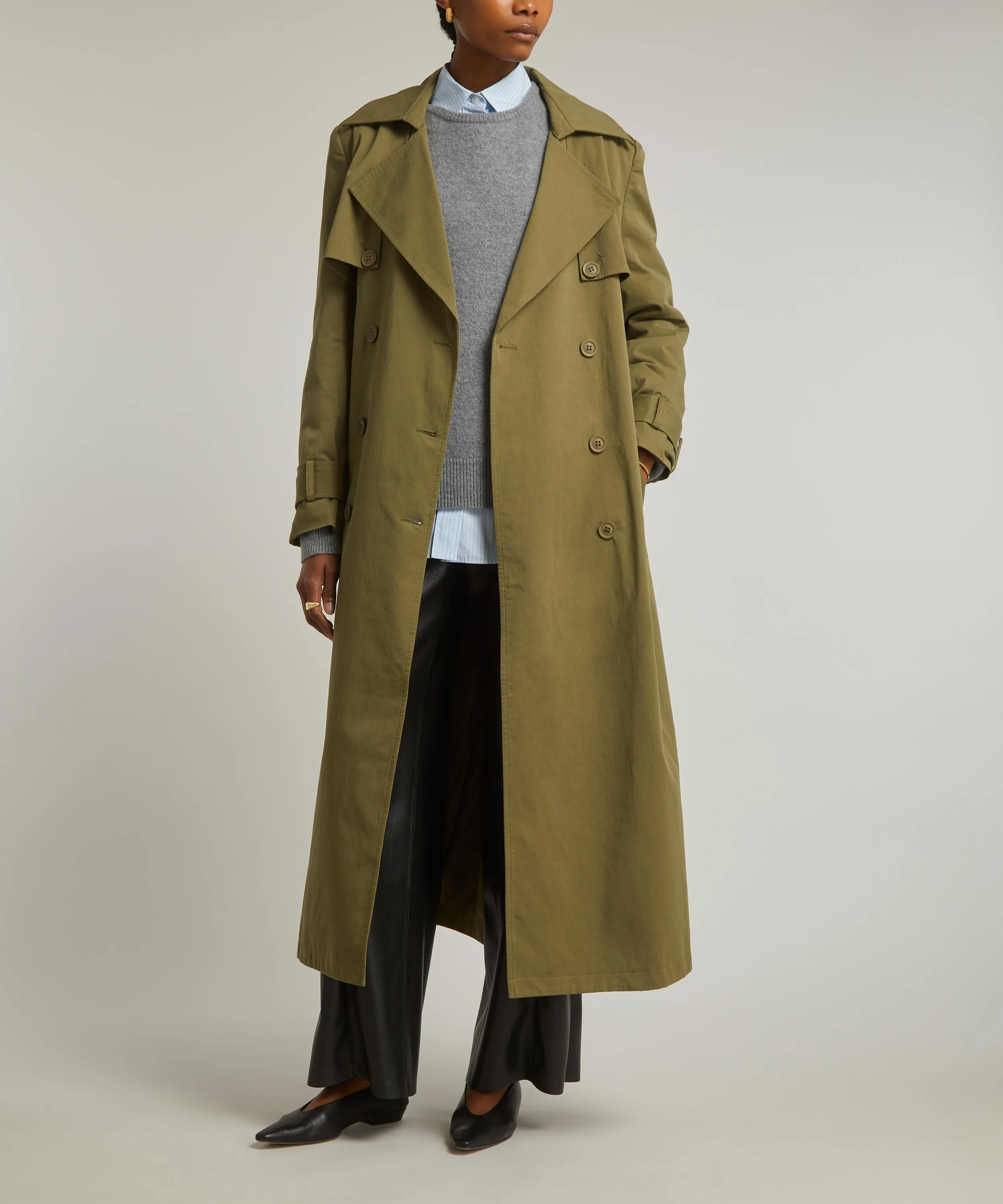 Army Green Cargo Trench Coat