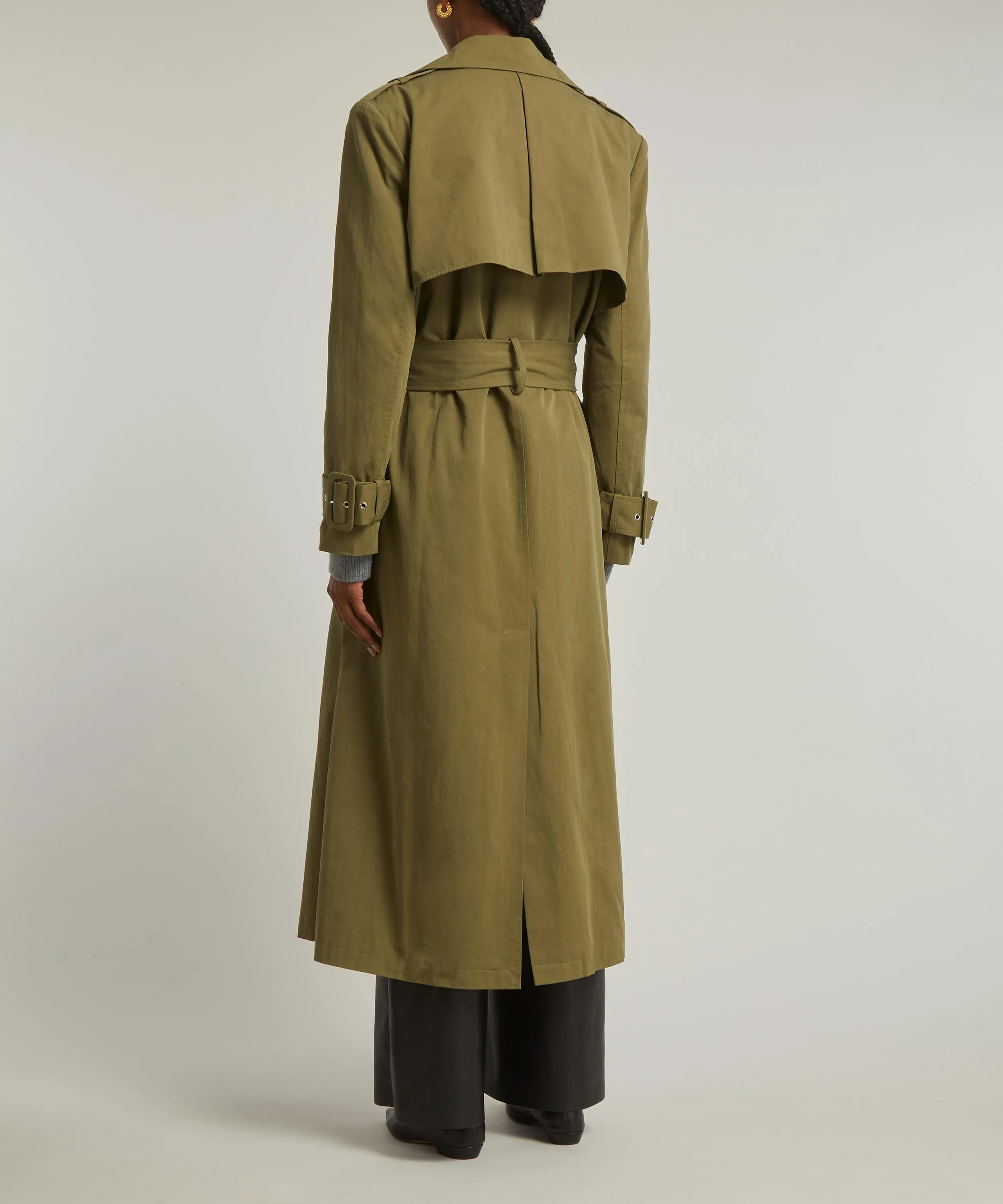 Army Green Cargo Trench Coat