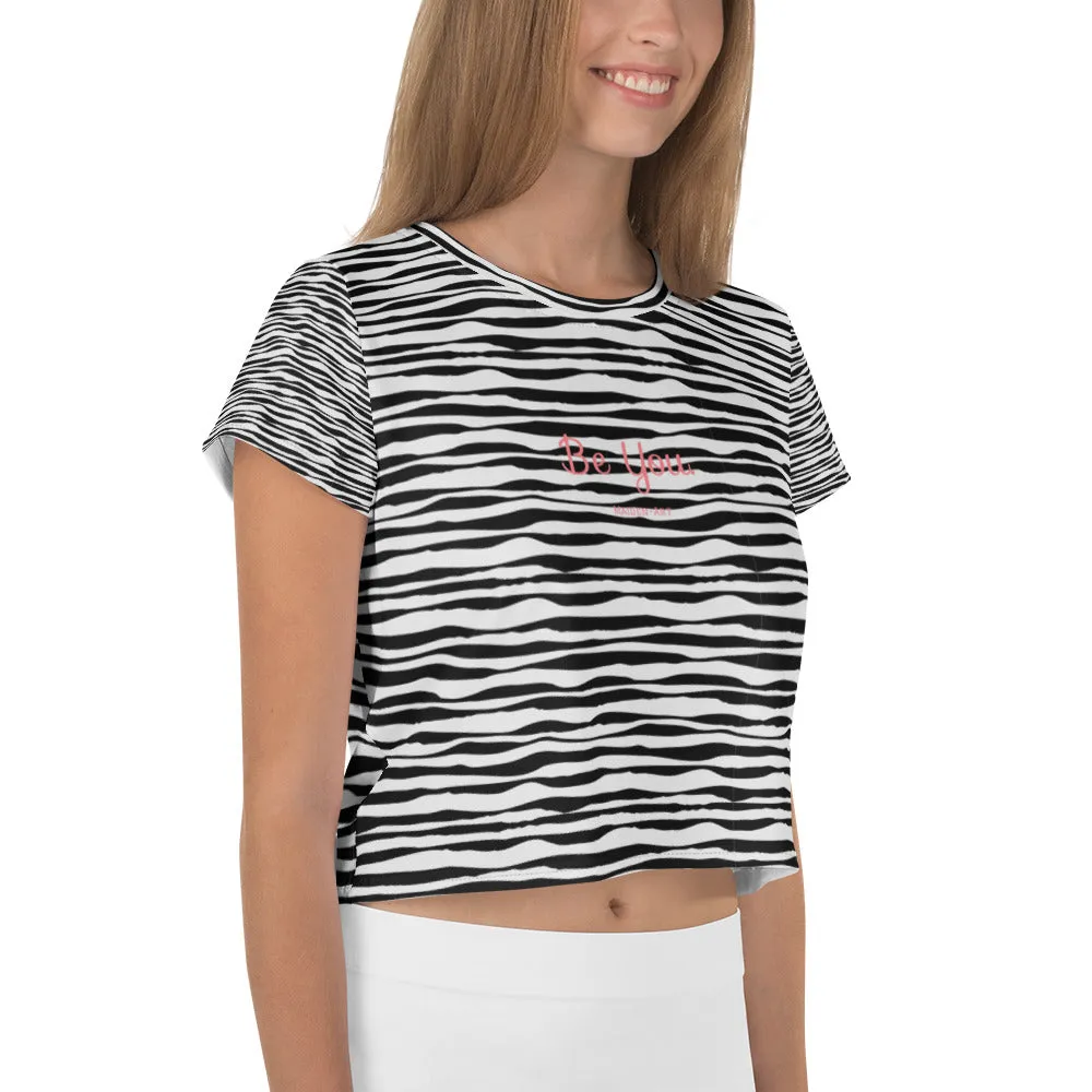 Be You All-Over Print Crop Tee - ZEBRA GREY.