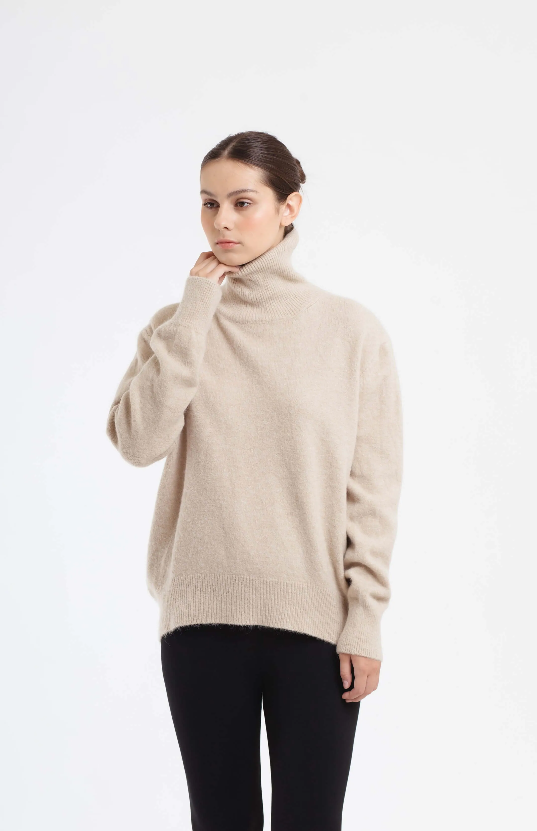 Beige Oversized Knit Sweater