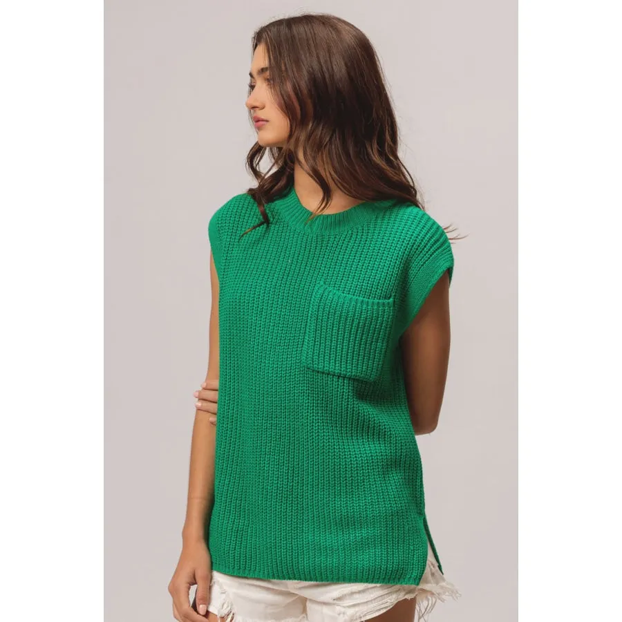 BiBi Patch Pocket Cap Sleeve Sweater Top