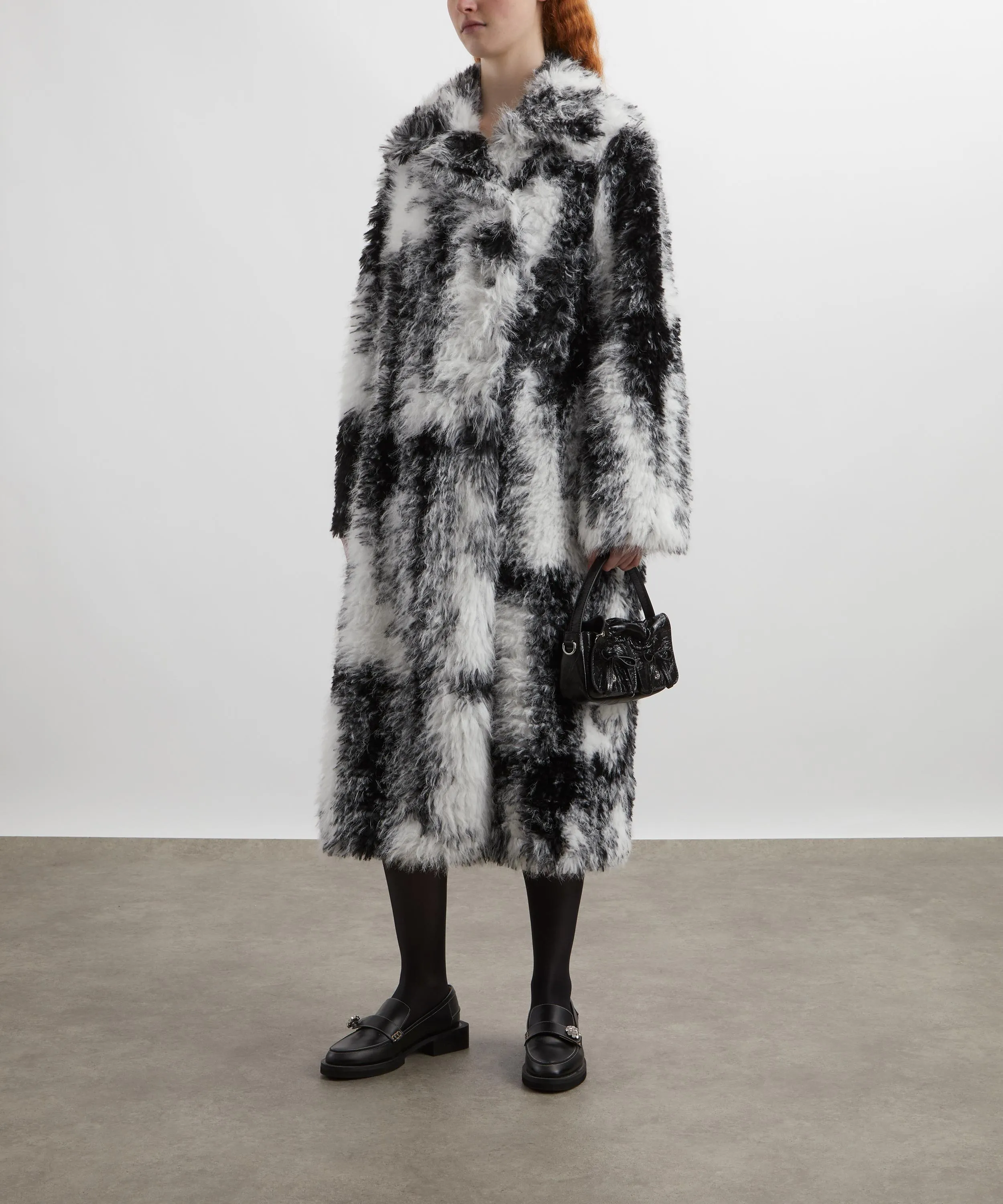 Black and White Faux Fur Coat