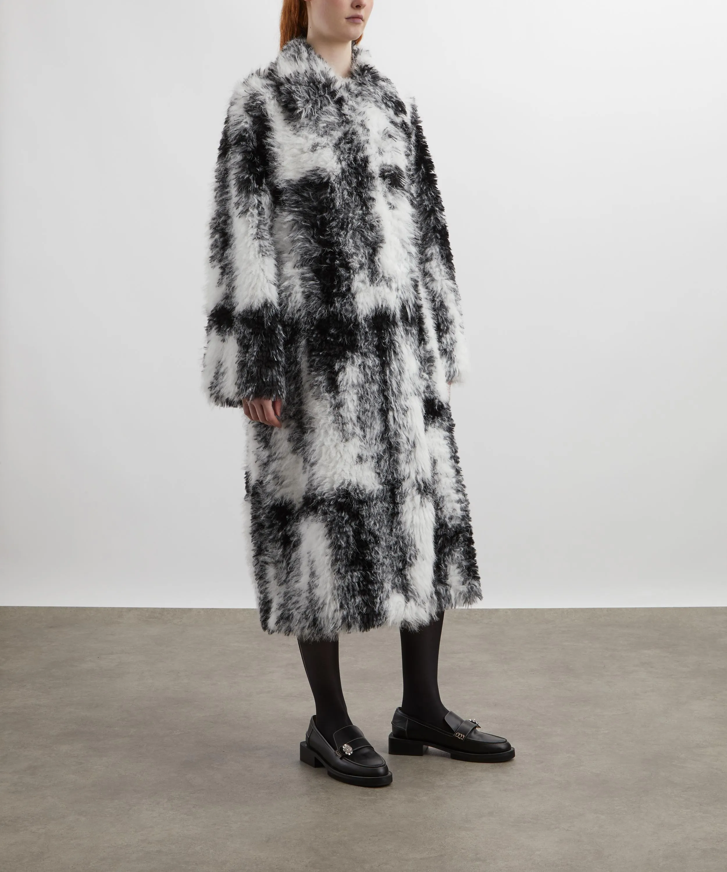 Black and White Faux Fur Coat