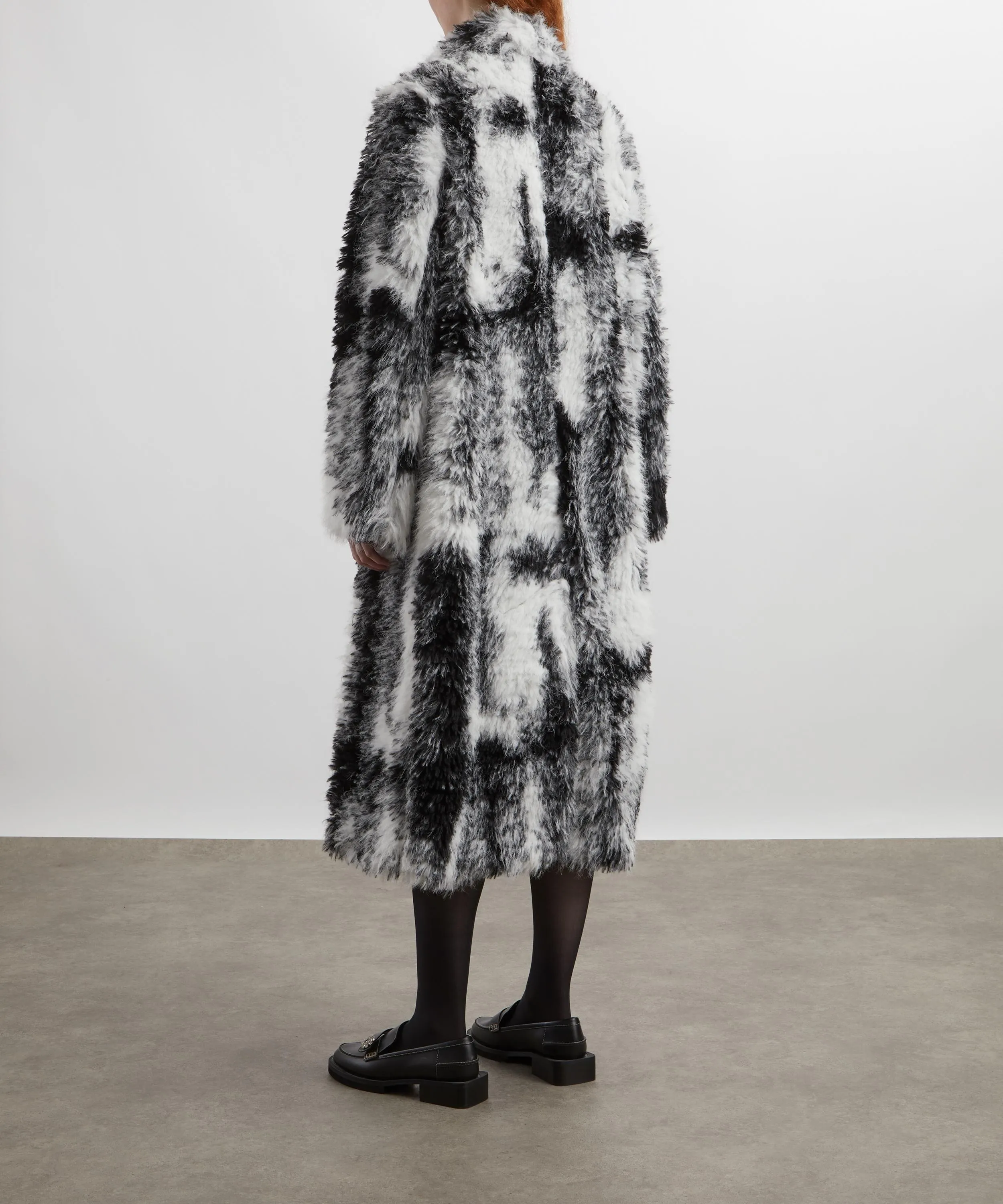 Black and White Faux Fur Coat