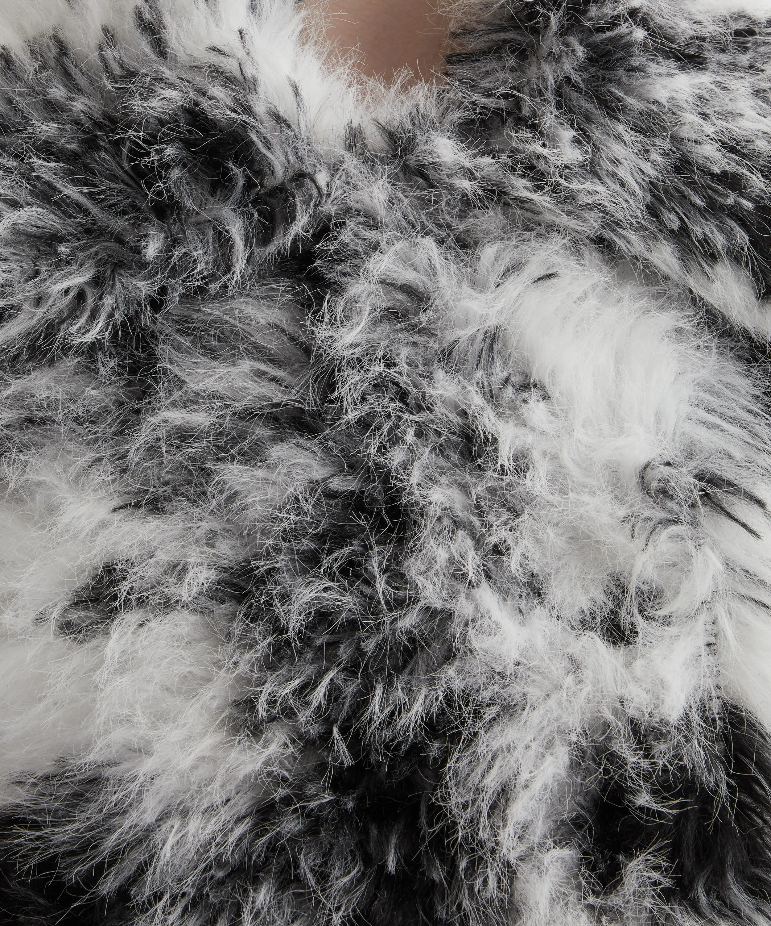 Black and White Faux Fur Coat