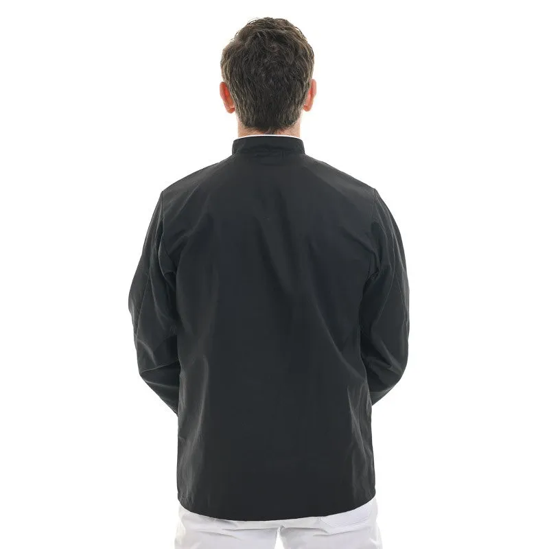 Black Long Sleeve Kitchen Coat with Long White Piping Harry  - MANELLI