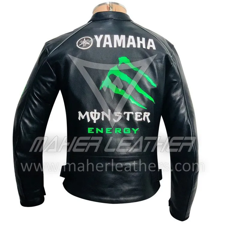 Black monster energy yamaha leather motorcycle jacket