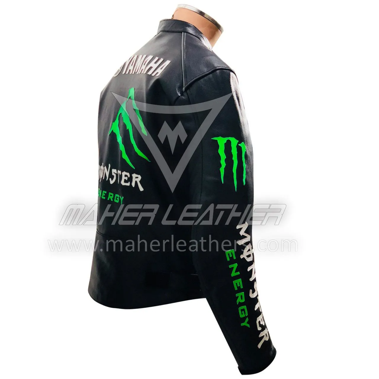 Black monster energy yamaha leather motorcycle jacket