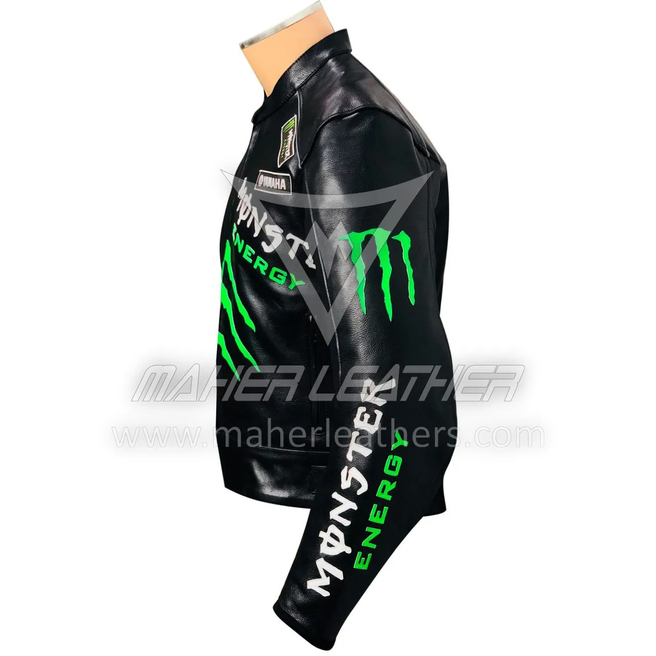 Black monster energy yamaha leather motorcycle jacket