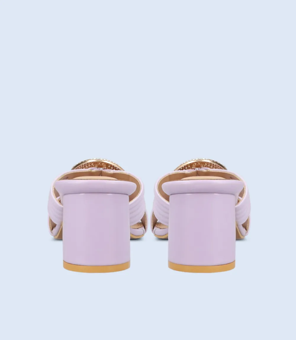 BW9363-LILAC-Women Casual Slipper Heels