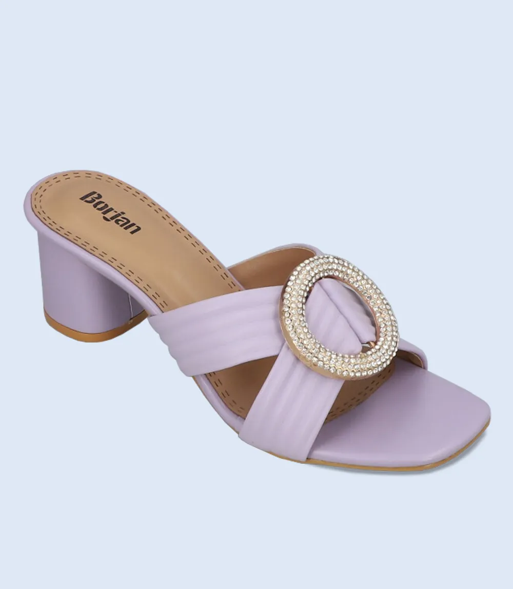 BW9363-LILAC-Women Casual Slipper Heels