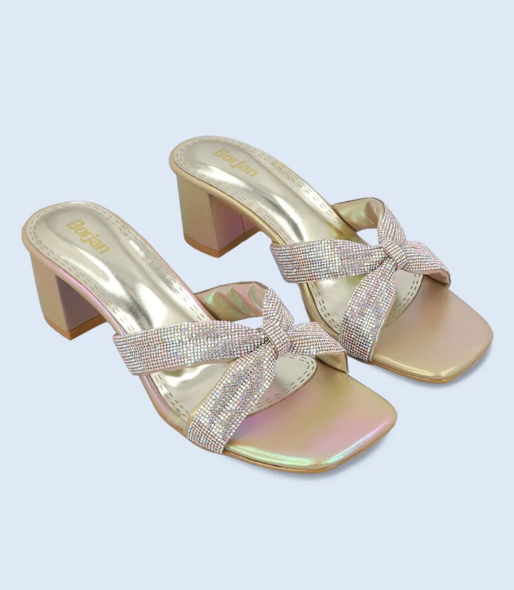 BW9440-DULL GOLD-Women Formal Slipper Heels