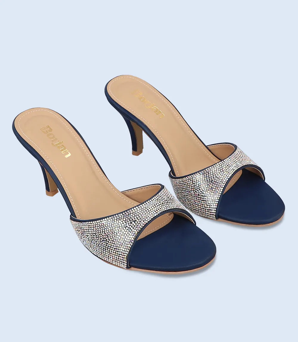 BW9471-BLUE-Women Formal Slipper Heels