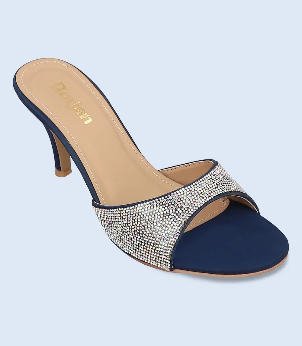 BW9471-BLUE-Women Formal Slipper Heels