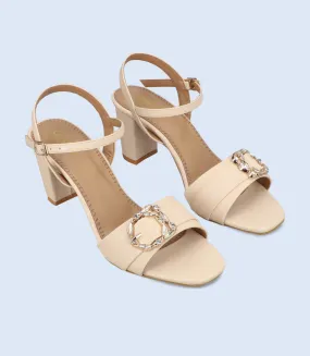 BW9534-IVORY-Women Casual Sandal Heels