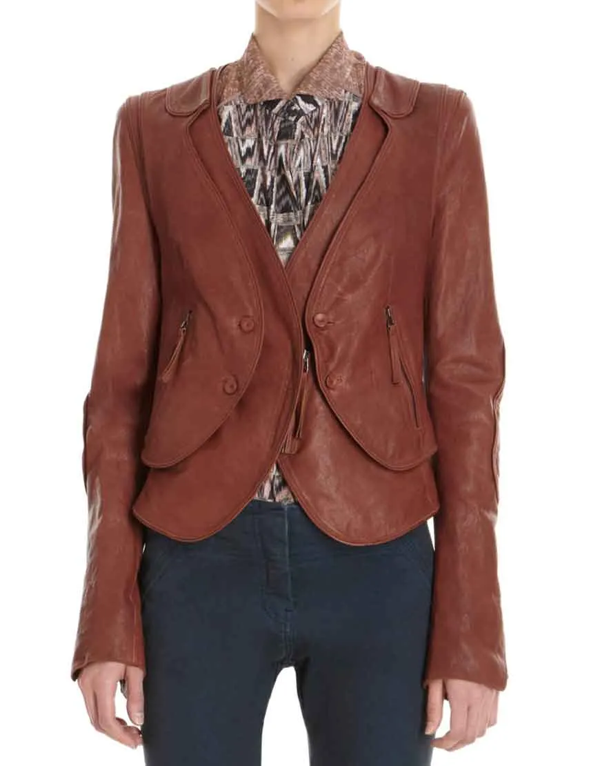 Castle Season 6 Kate Beckett Brown Leather Jacket - UJackets