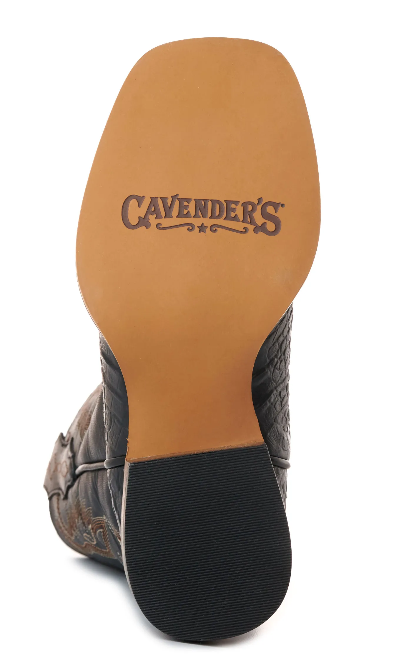 Cavender's Kids' Black Crocodile Print Wide Square Toe Cowboy Boots