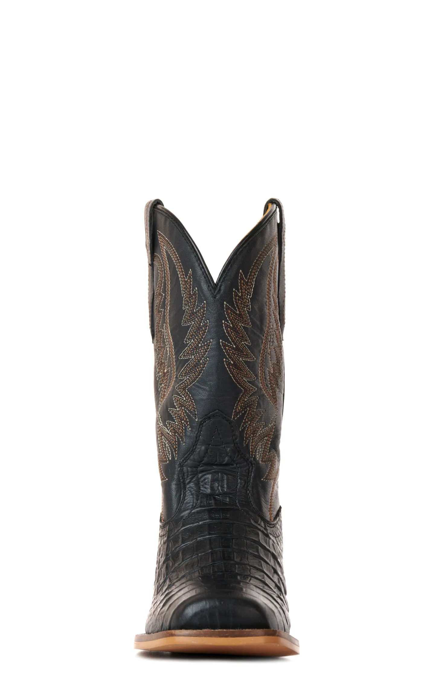 Cavender's Kids' Black Crocodile Print Wide Square Toe Cowboy Boots