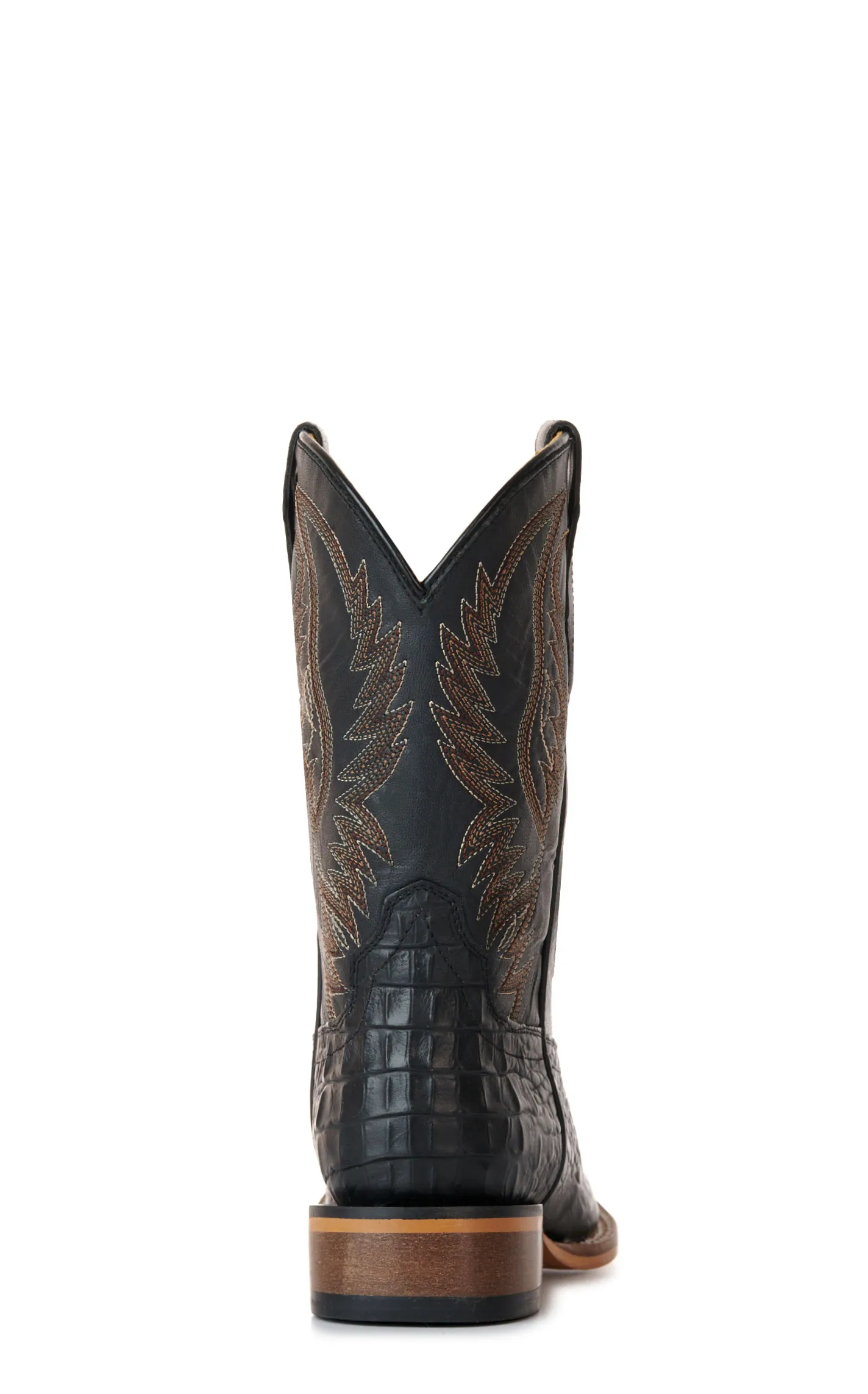 Cavender's Kids' Black Crocodile Print Wide Square Toe Cowboy Boots