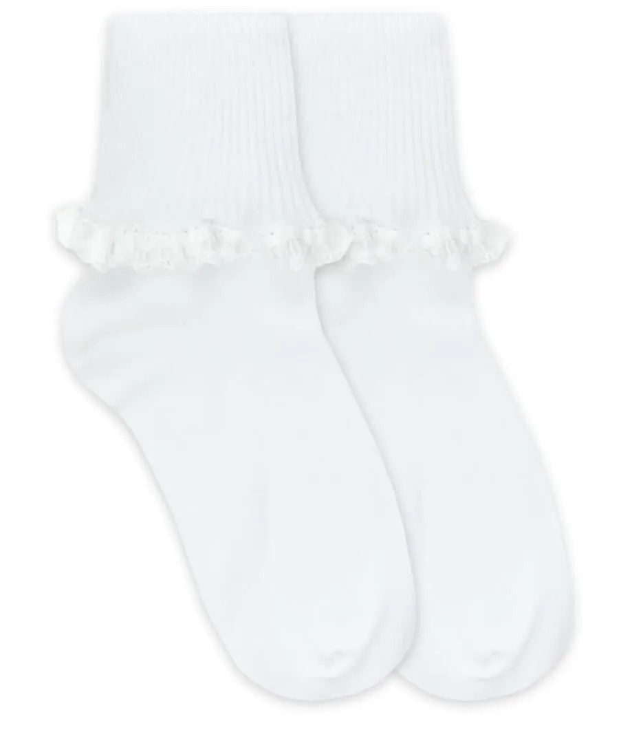 Cluny & Satin Lace Turn Cuff Socks