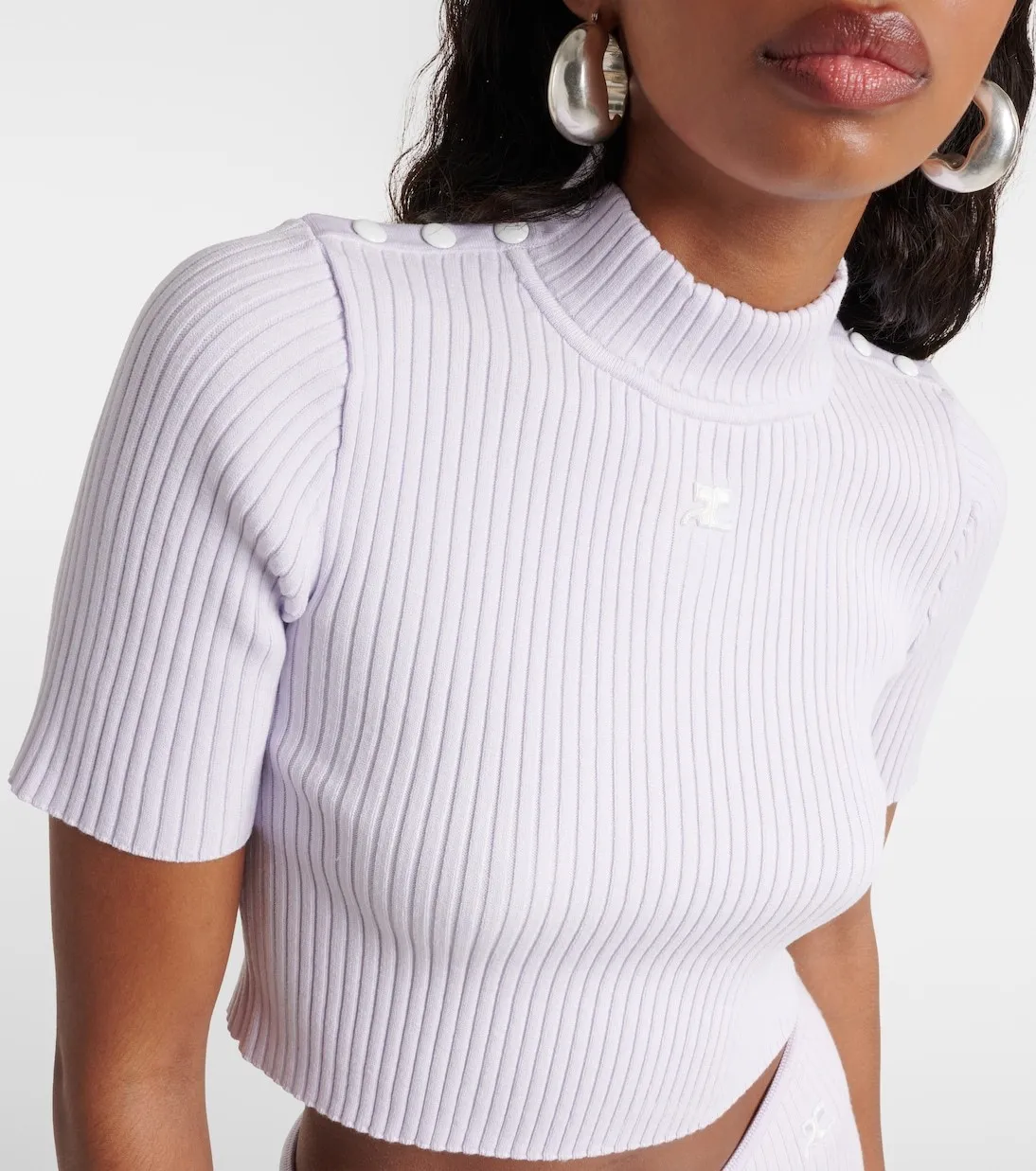 Courreges  |Casual Style Plain Short Sleeves Party Style Office Style