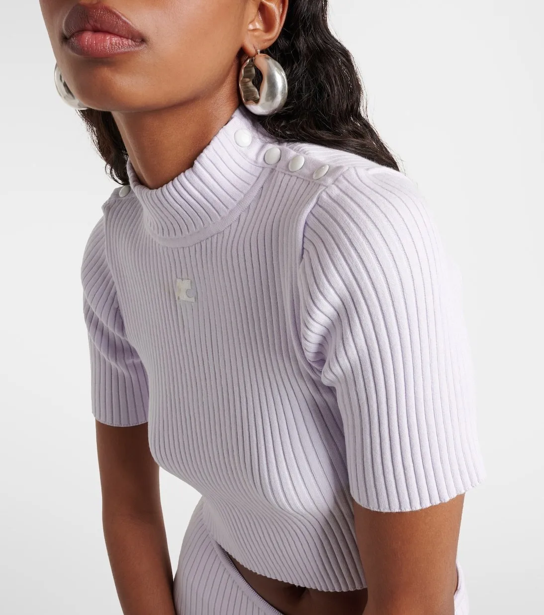 Courreges  |Casual Style Plain Short Sleeves Party Style Office Style