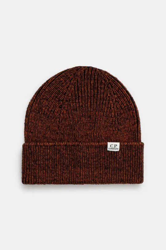 C.P. Company wool blend beanie Knit Cap brown color 17CMAC300A006170A