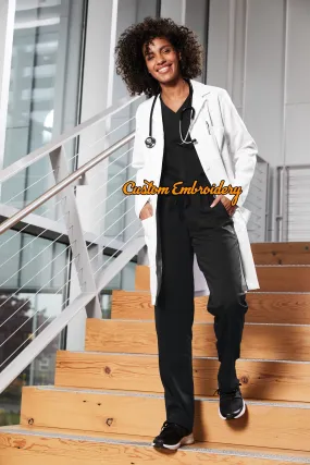 Custom Embroidered Women’s Long Lab Coat Medical Uniform - Includes one 4in x 4in Embroidery - Free Setup - Personalized Lab Coa