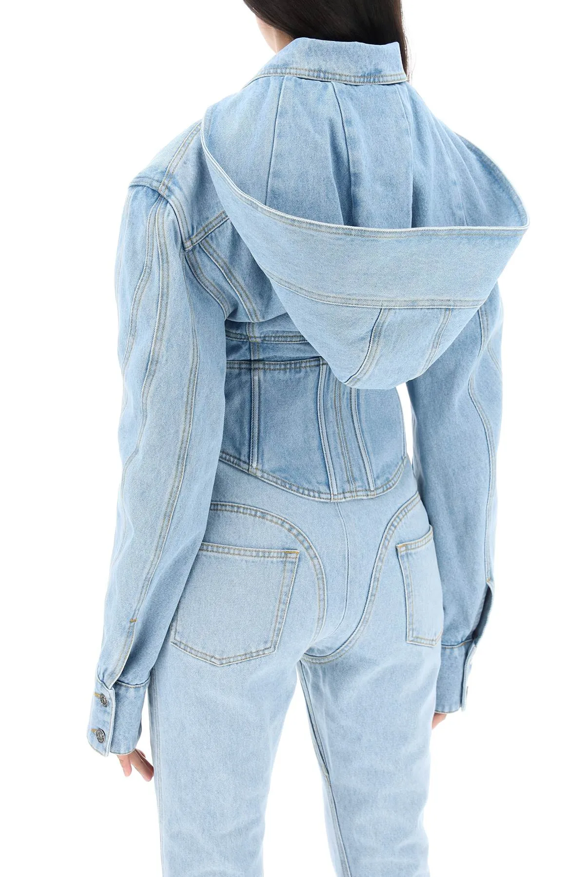 denim jacket with corset detail