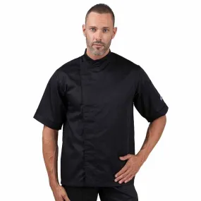 Eco-responsible Black Short Sleeve Kitchen Coat for Men - MANELLI