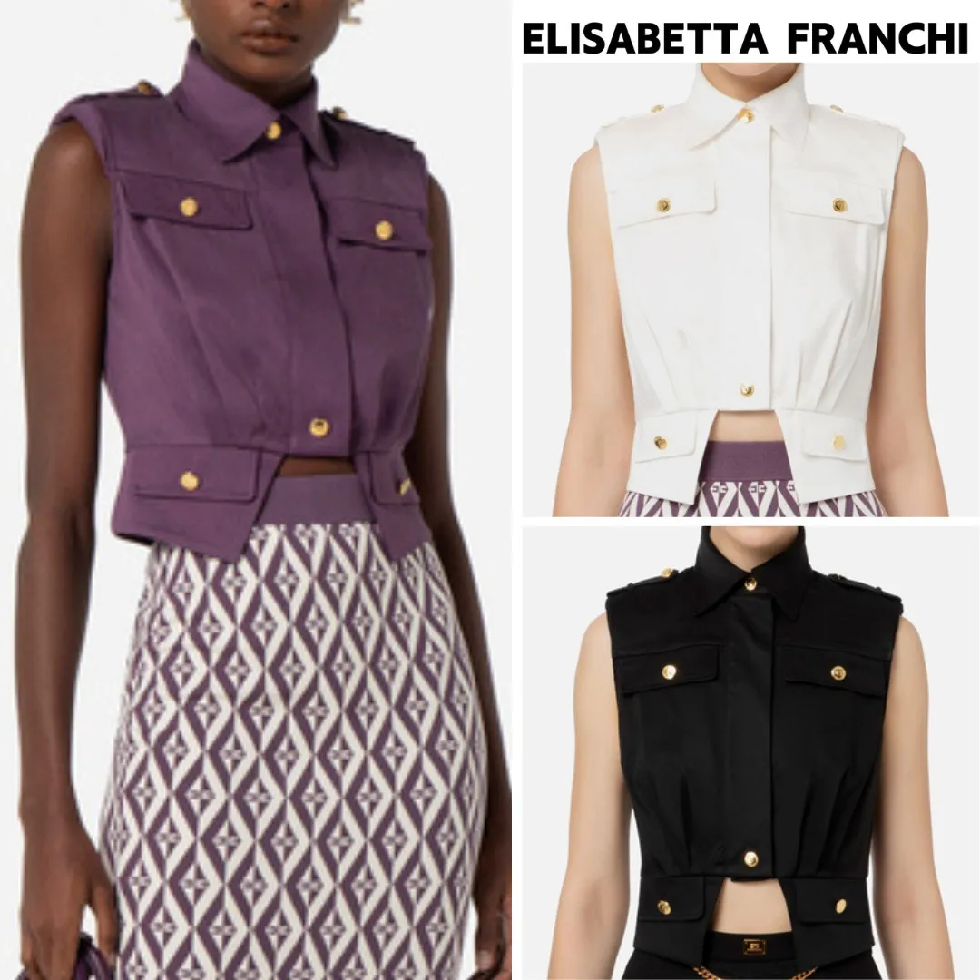 ELISABETTA FRANCHI  |Casual Style Sleeveless Plain Party Style Office Style