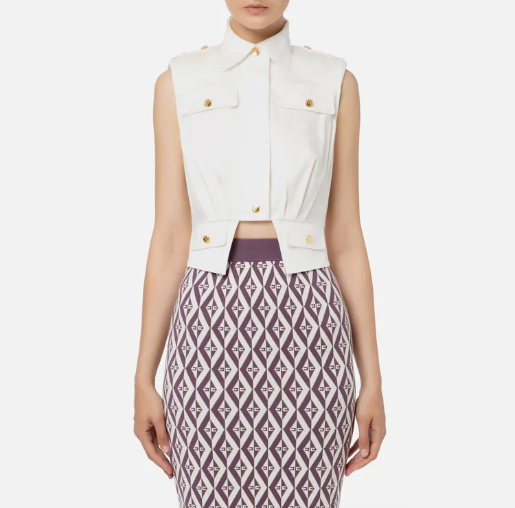 ELISABETTA FRANCHI  |Casual Style Sleeveless Plain Party Style Office Style