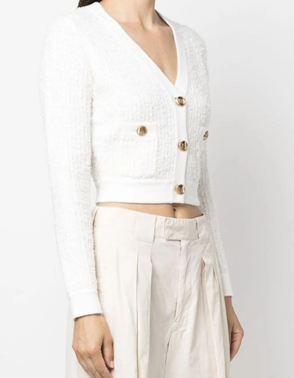 ELISABETTA FRANCHI  |Casual Style Wool V-Neck Long Sleeves Plain Office Style