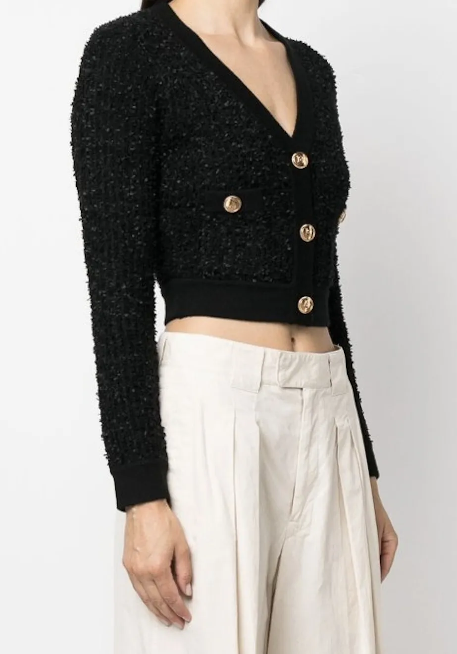 ELISABETTA FRANCHI  |Casual Style Wool V-Neck Long Sleeves Plain Office Style