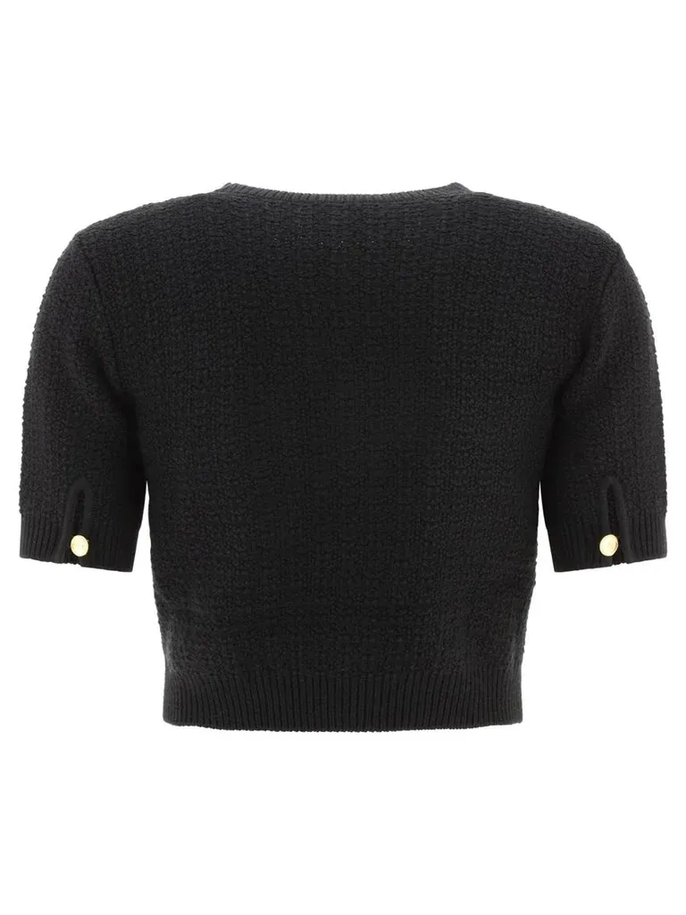 ELISABETTA FRANCHI  |Crew Neck Casual Style Wool Plain Short Sleeves Party Style