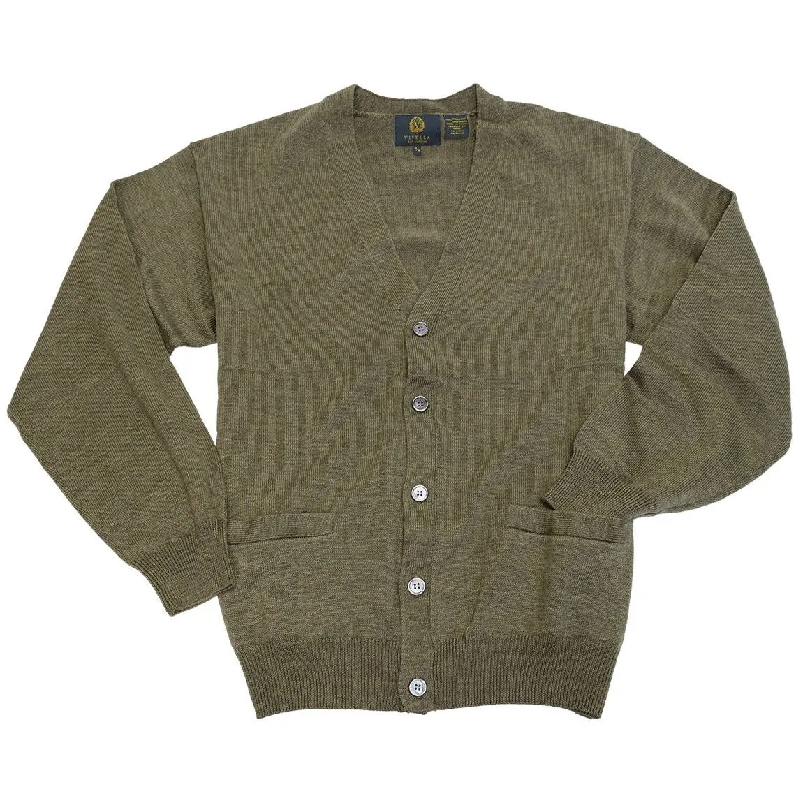 Extra Fine 'Zegna Baruffa' Merino Wool Button Front Cardigan Sweater in Sage by Viyella