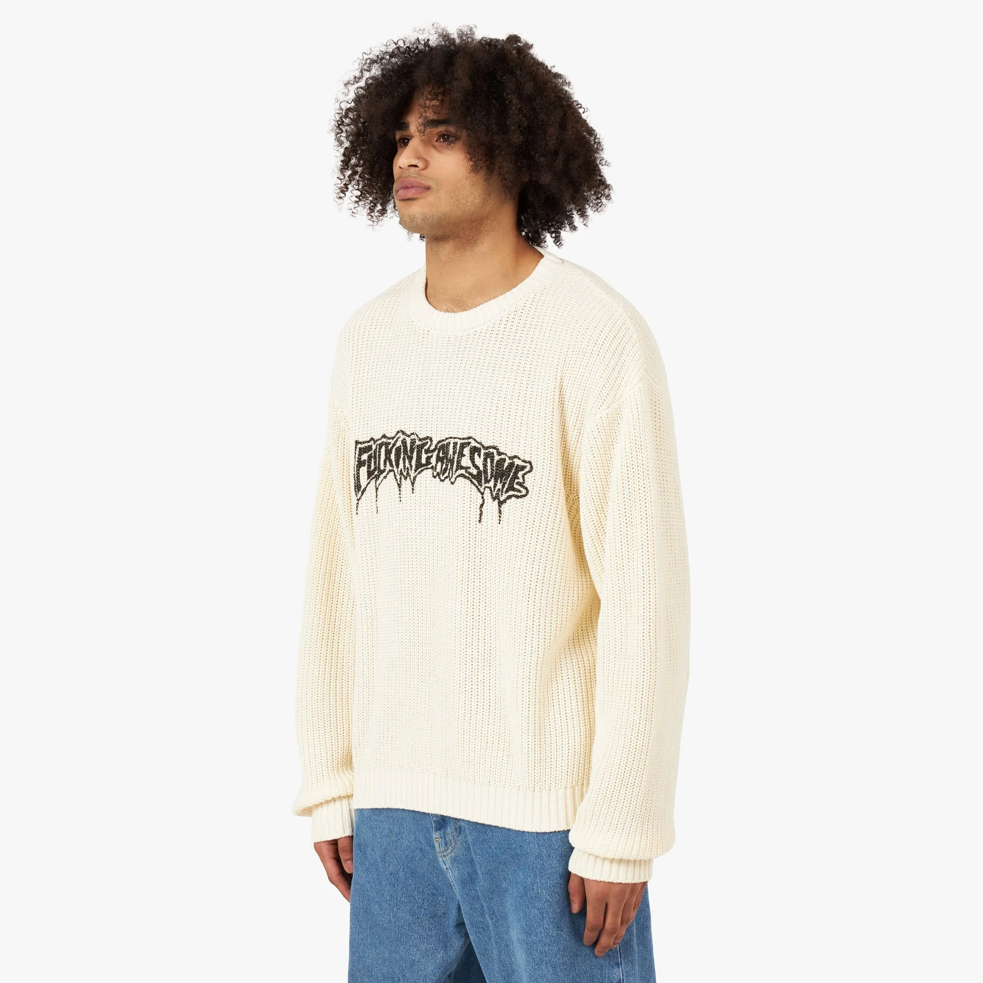 Fucking Awesome Drip Logo Sweater / Cream