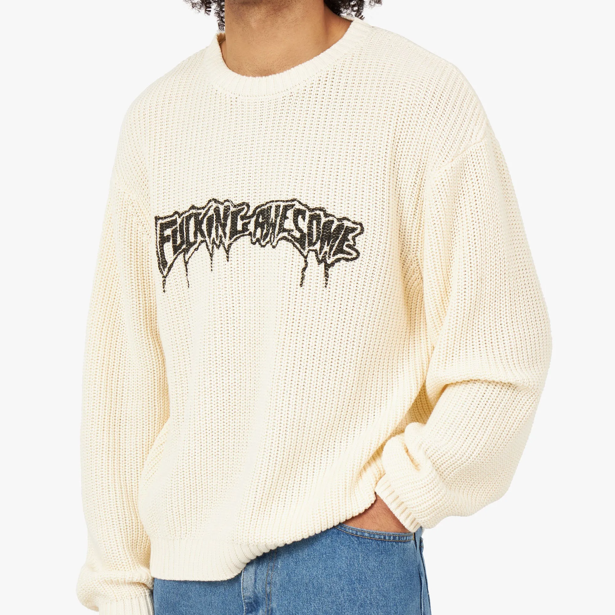 Fucking Awesome Drip Logo Sweater / Cream