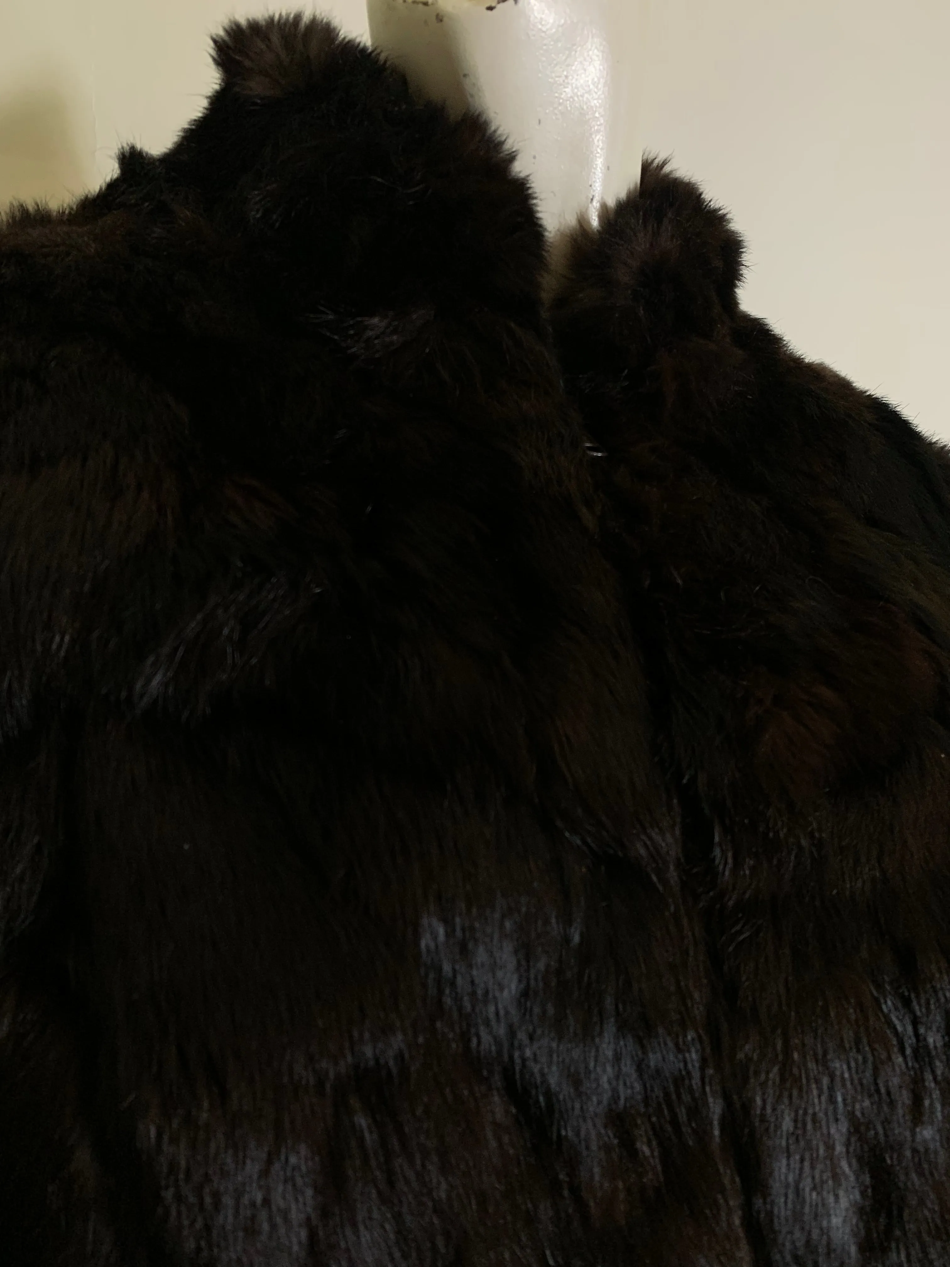 Glossy Deep Brown Rabbit Fur Jacket circa 1980s