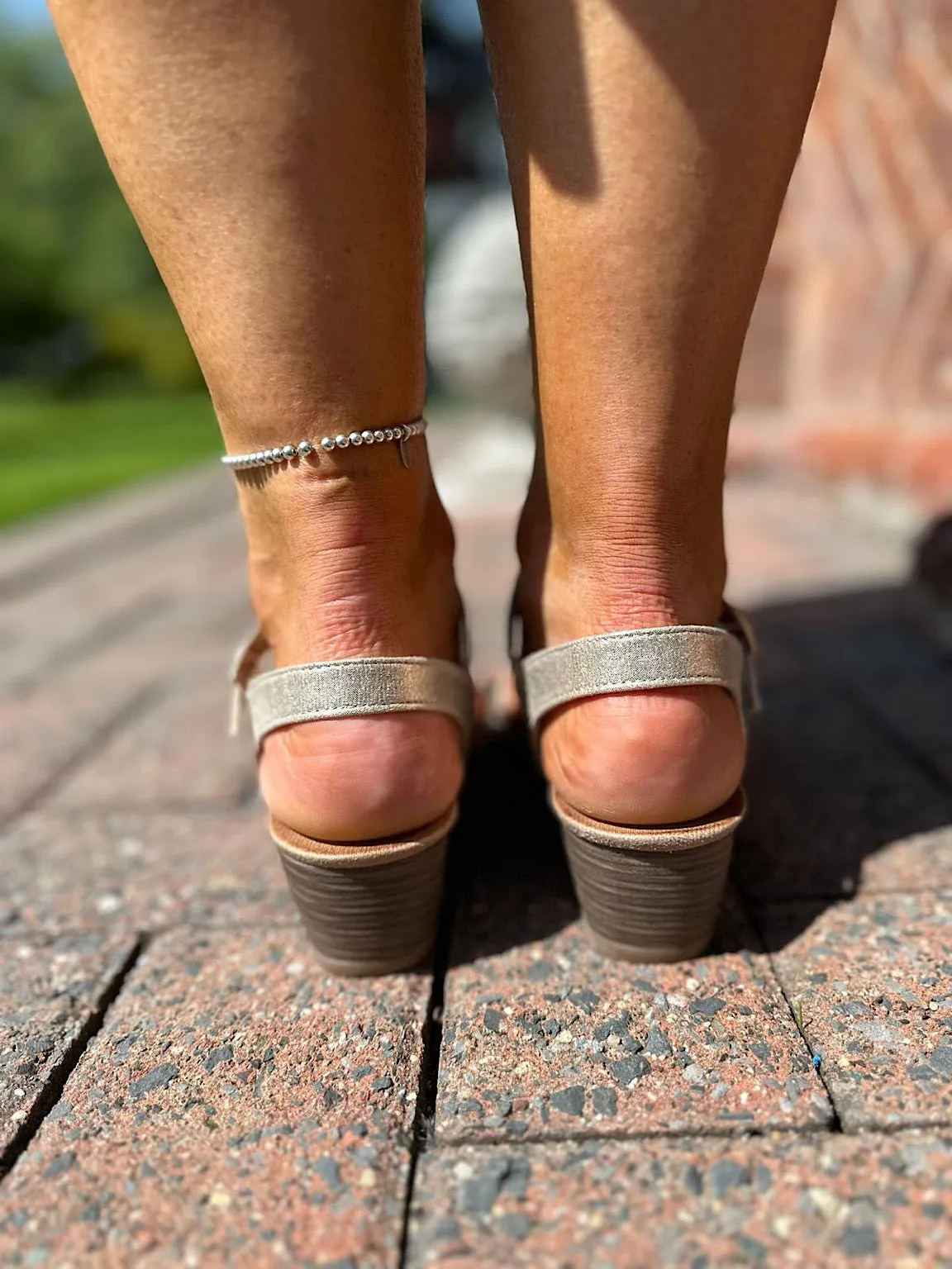 Gold Bead Embellished Wedge Sandals