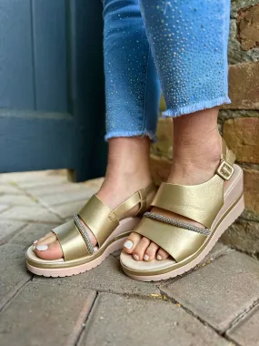 Gold Diamante Wedge Sandals